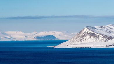 Gletscher und Eiswasser in Spitzbergen