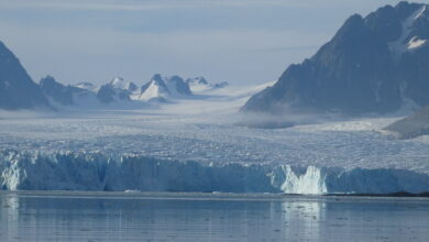 Norwegen, Liefdefjord: Das Bild zeigt die Gletscherfront des Monacobreen im Jahr 2018.