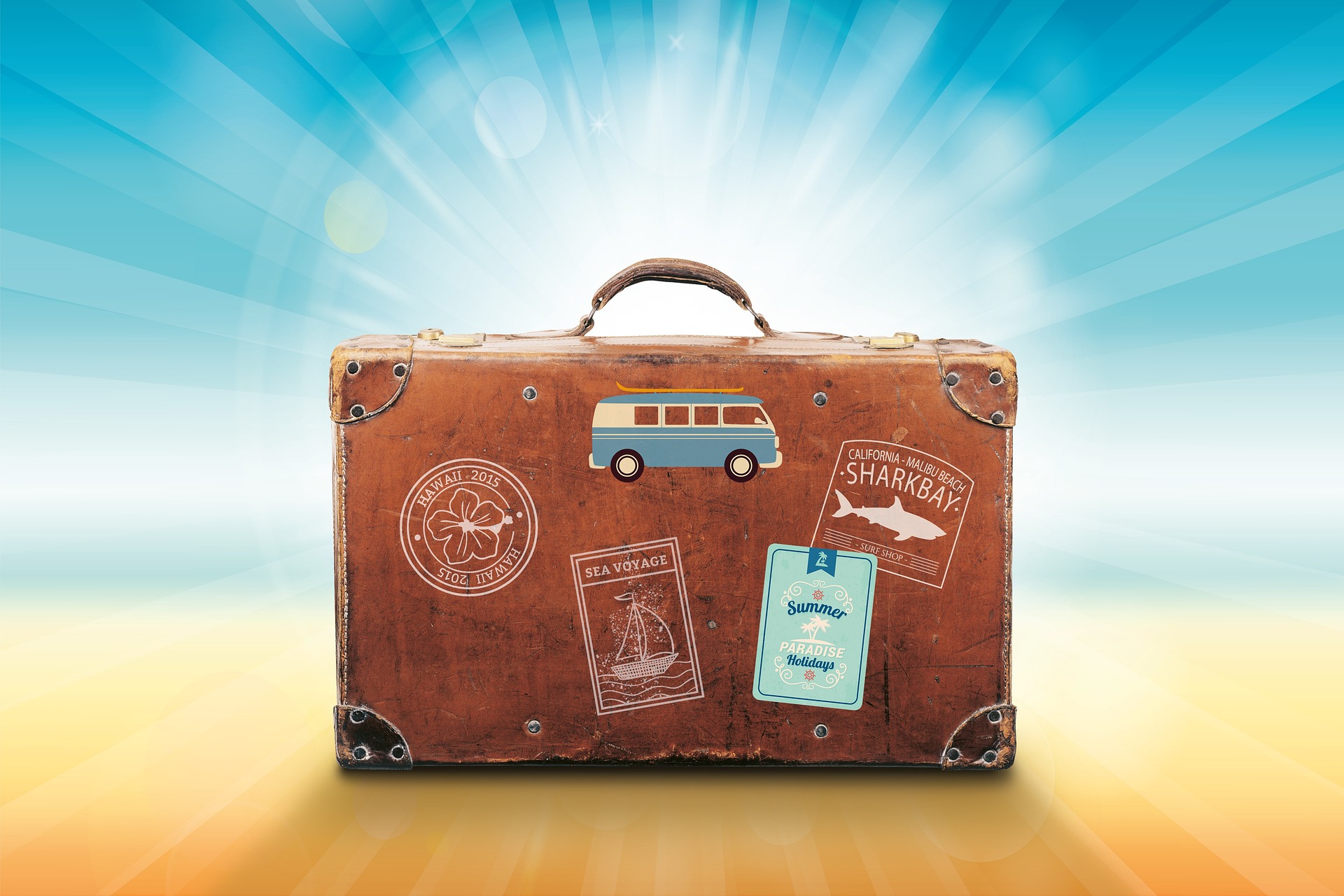 Stiliisierter Koffer als Symbol für Urlaubsfeeling
