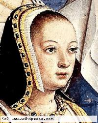 Anne de Bretagne, Ausschnitt aus einem Gemälde von Jean Bourdichon.