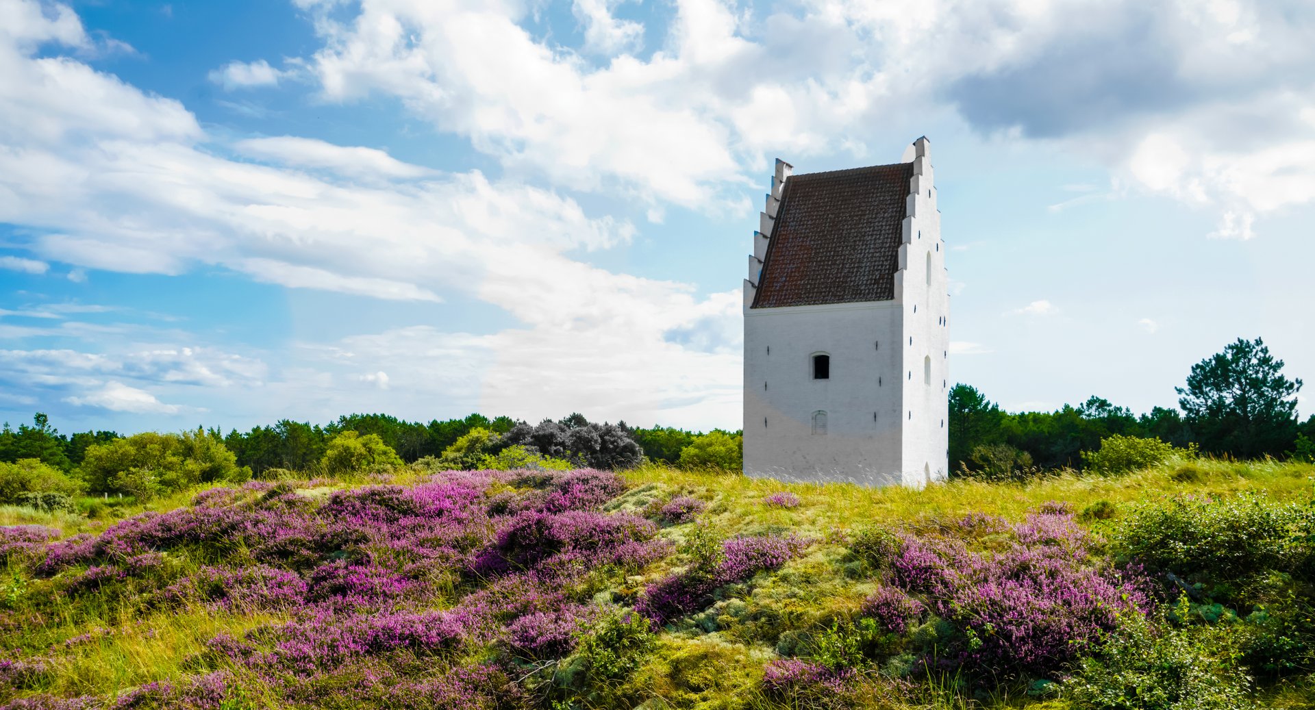 Die Den Tilsandede Kirke, auch bekannt als die versandete Kirche, ist ein faszinierendes architektonisches Relikt in Dänemark, das vom Sand der umliegenden Dünen fast vollständig bedeckt ist. Bild: VisitDenmark/Peter Jørgensen