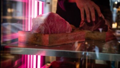 Ein Zwei-Kilo-Stück Wagyu Beef lagert bei 3 bis 4 Grad in einem Gastro-Reifeschrank.