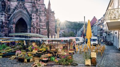 Münsterplatz: Hier findet täglich außer sonntags der Münstermarkt statt.