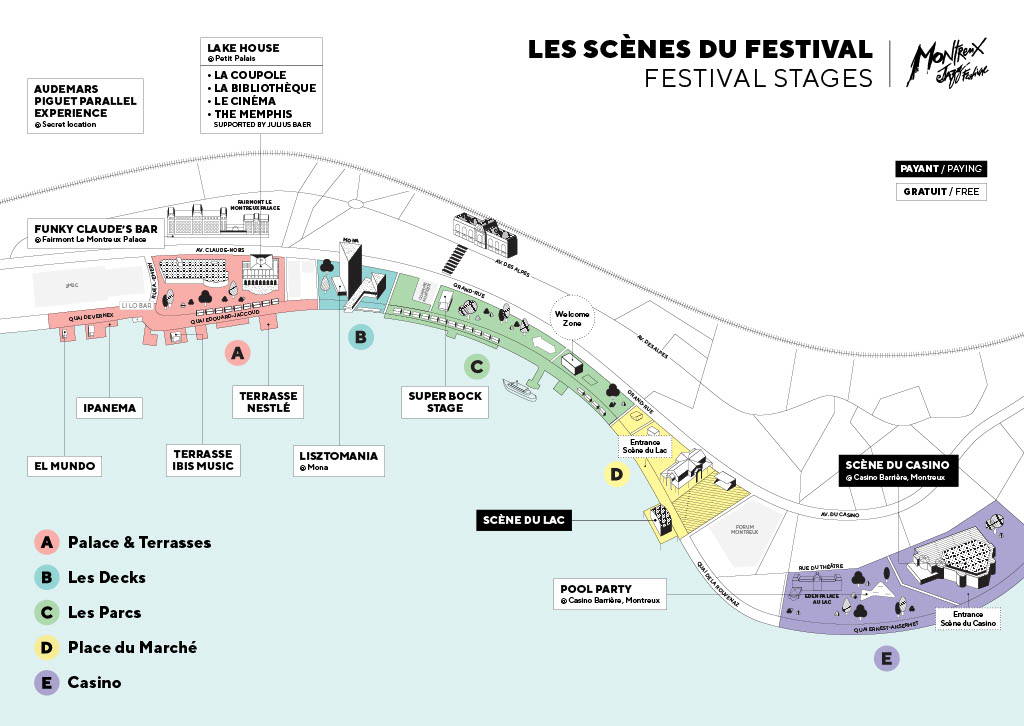 Alle Bühnen des Montreux-Jazz-Festivals 2024 auf einen Blick. Bild: Montreux Jazz Festival