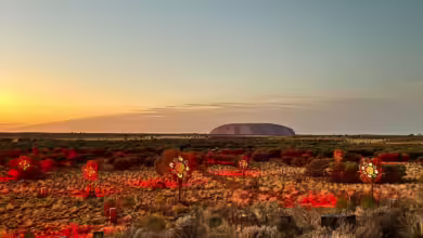 Die neue indigene Lasershow «Sunrise Journeys» zeigt in den frühen Morgenstunden das spirituelle Herz Australiens und die Verbindung, die die Aṉangu zu ihrem Land haben.