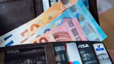 Banknoten Und Bankkarten Liegen In Einer Geldbörse