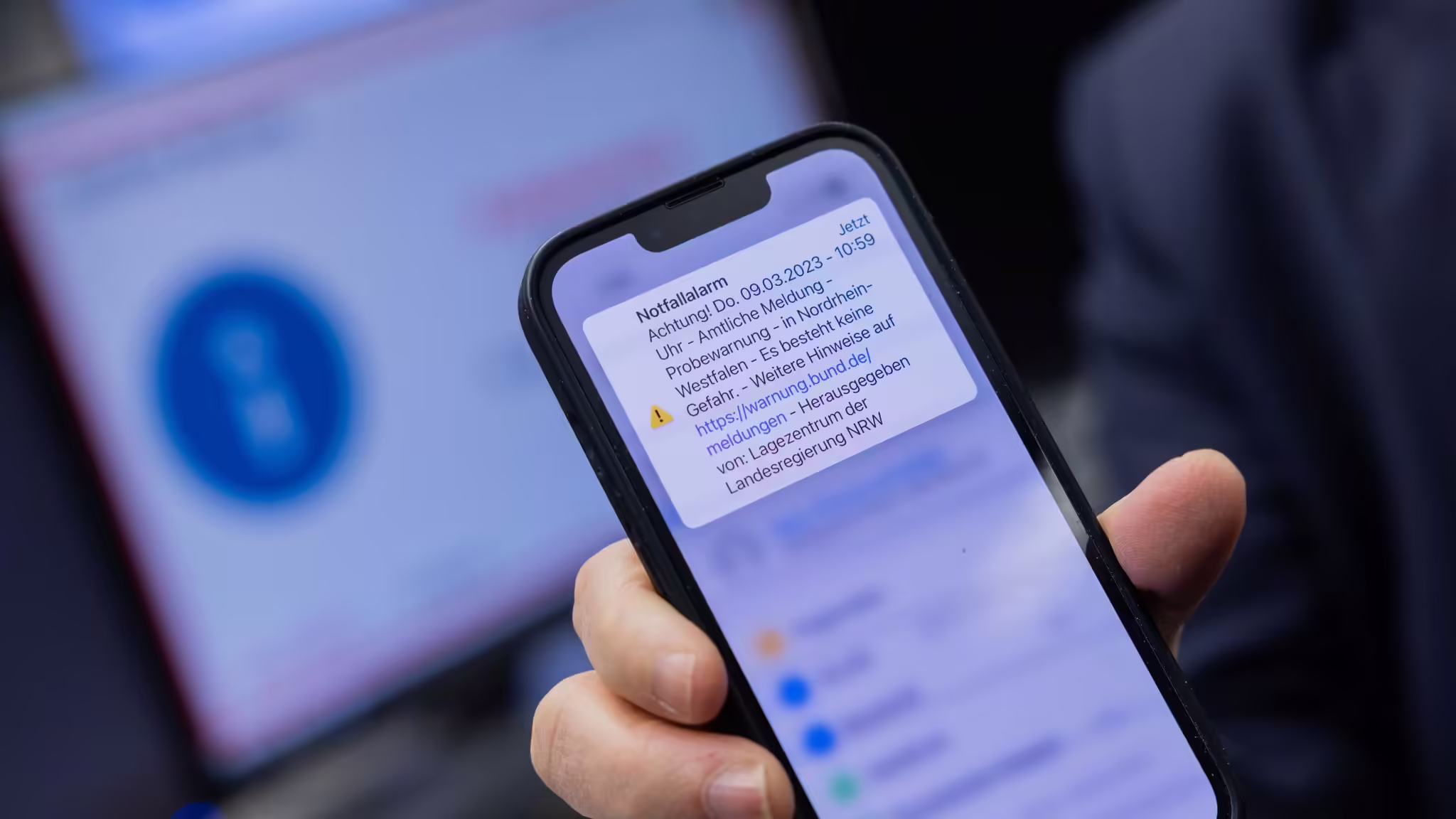 Probealarm Auf Einem Smartphone An Einem Warntag,