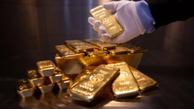 Goldbarren Bei Einem Edelmetallhändler