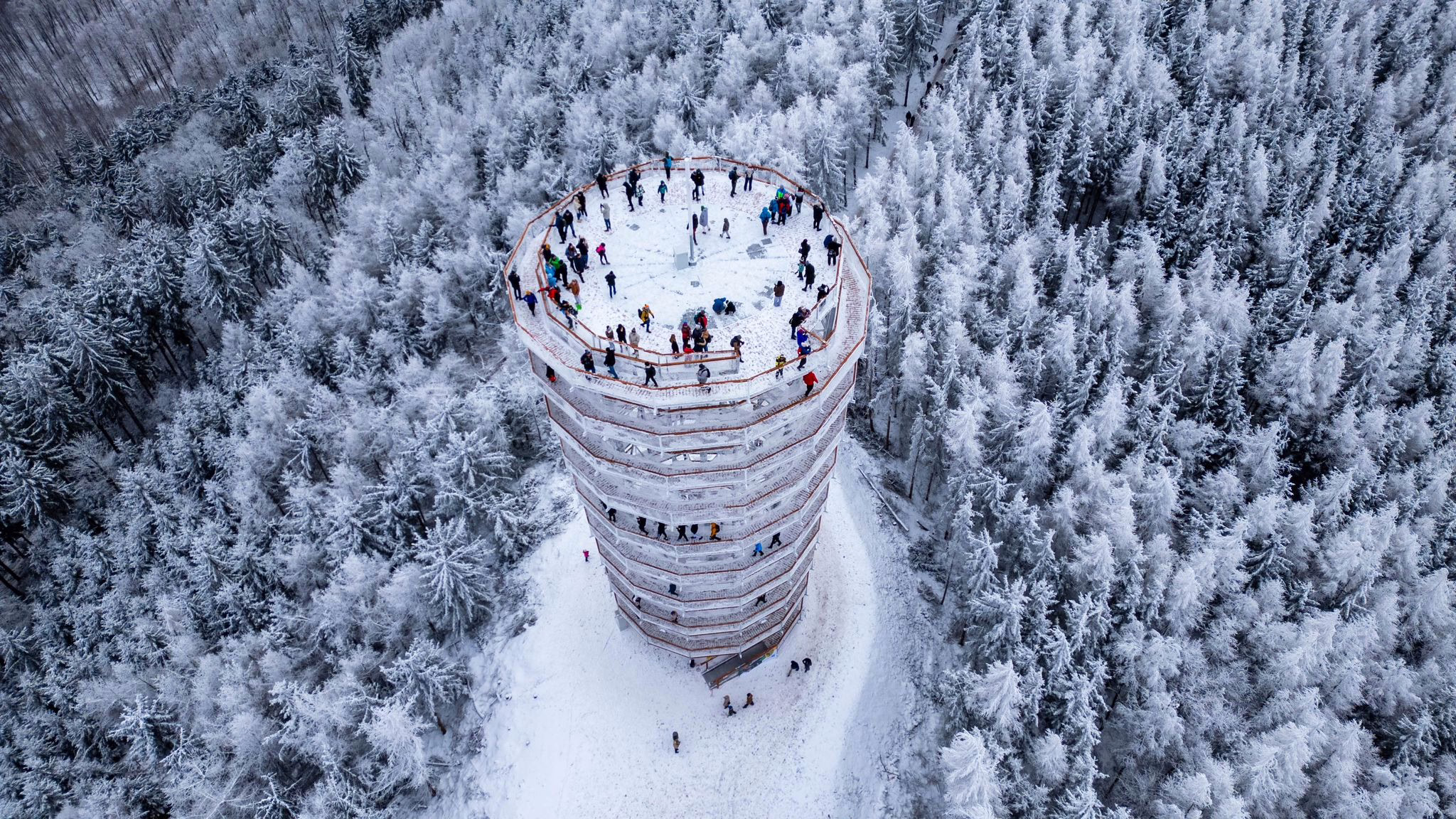 Drohnenbild Des Aussichtsturms Auf Dem Großen Wildberg