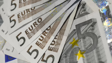 5 Euro Noten Liegen Auf Einem Tisch