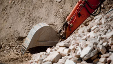 Baggerschaufel Ist Auf Einer Baustelle Zu Sehen