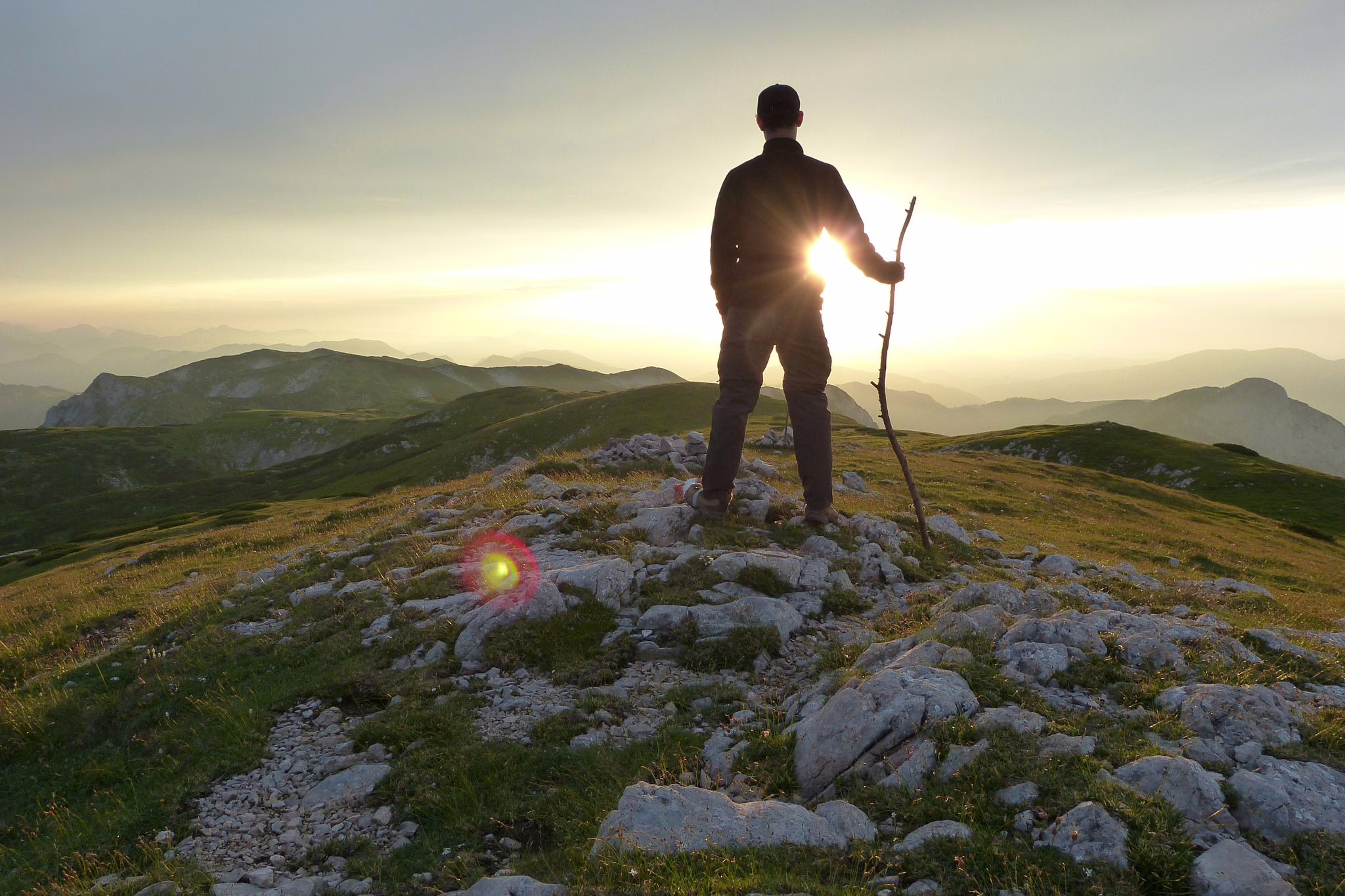 Wanderer Bei Sonnenuntergang