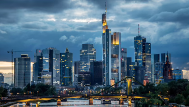 Skyline Bankenviertel In Frankfurt Am Main