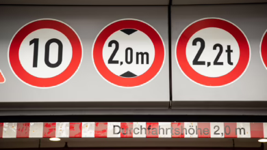 Verkehrsschilder An Der Einfahrt Einer Tiefgarage