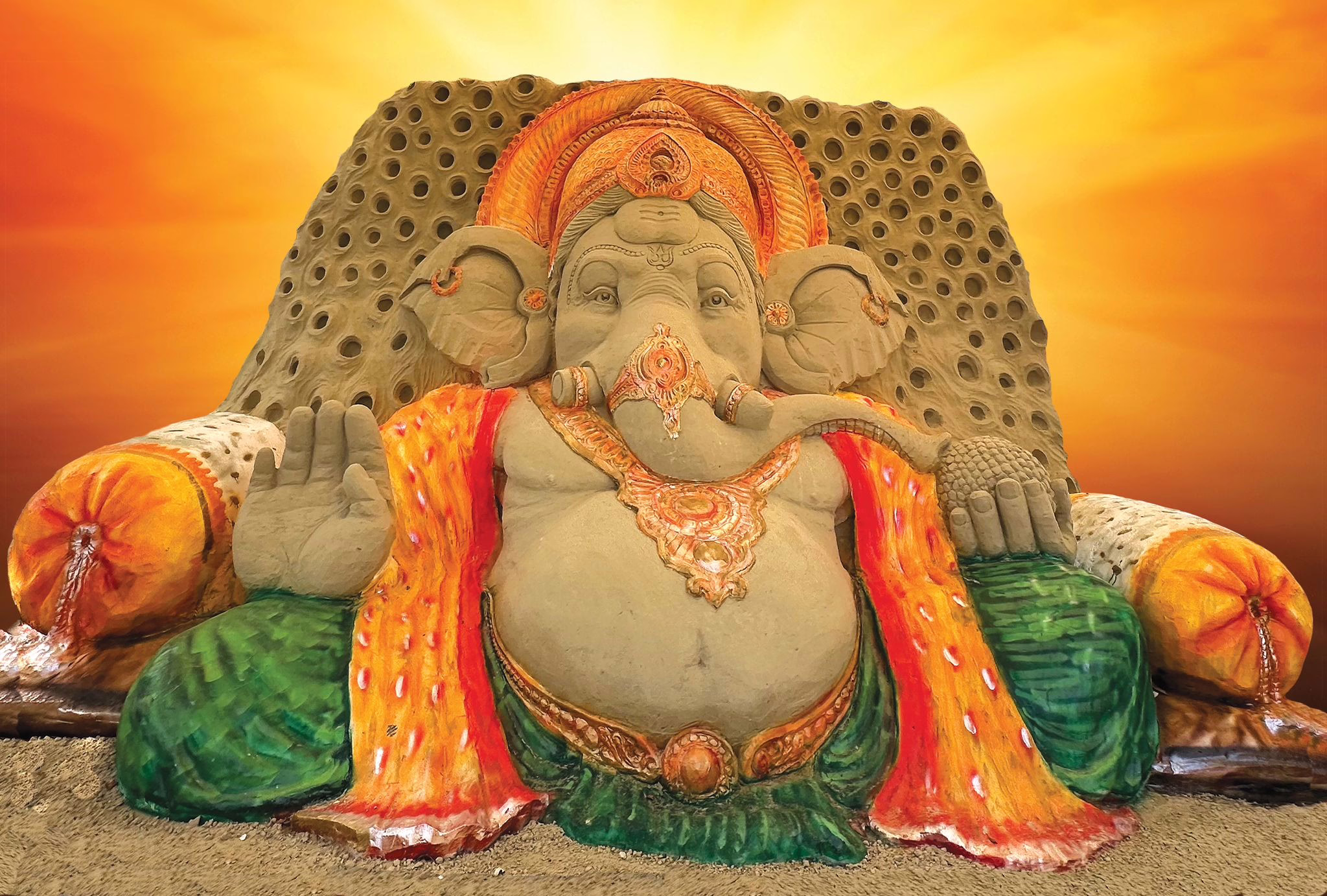 Hindu Gott Ganesha Als Sandskulptur Bei Der Sandworld