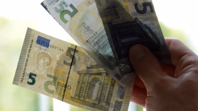 Echter fünf euro schein mit wasserzeichen (l)