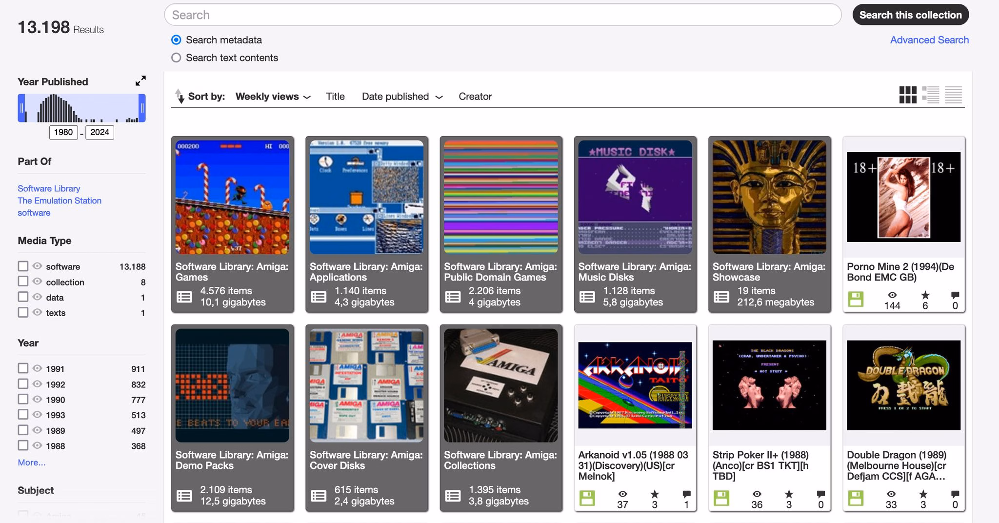 Screenshot «amiga software library» des internet archive