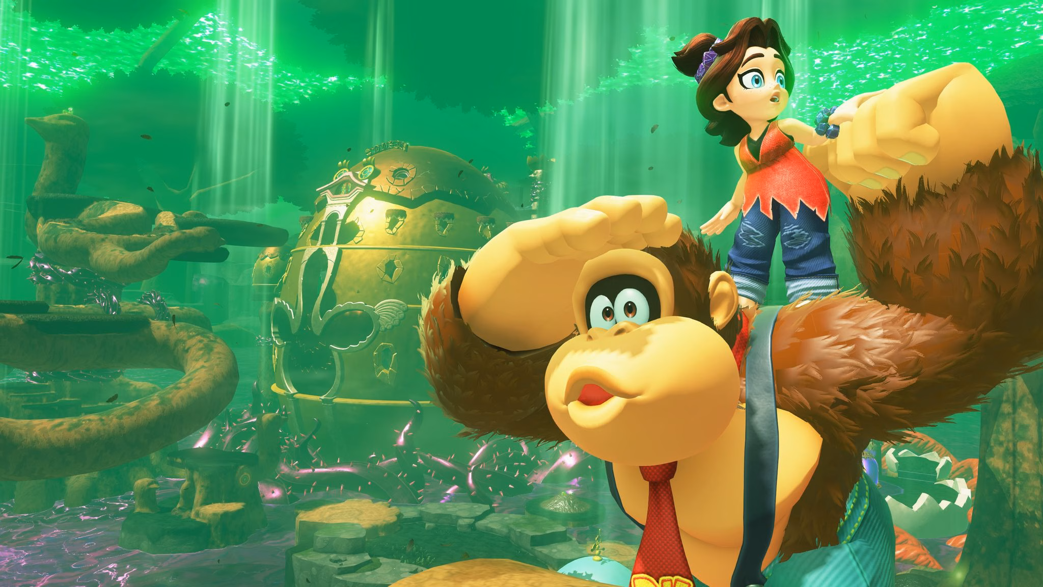 Screenshot aus dem videospiel «donkey kong bananza»