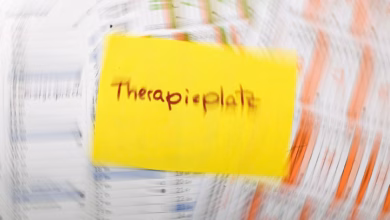 Zettel mit dem schriftzug «therapieplatz» liegt auf kalendern