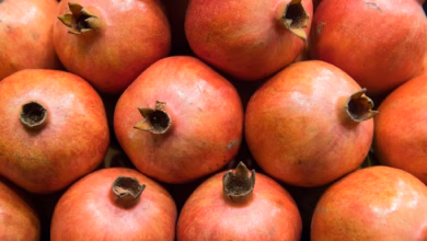 Granatäpfel sind auf der messe fruit logistica zu sehen