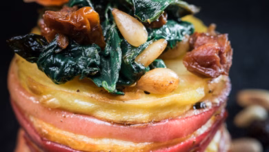 Apfeltower mit spinat schlemmerhaube