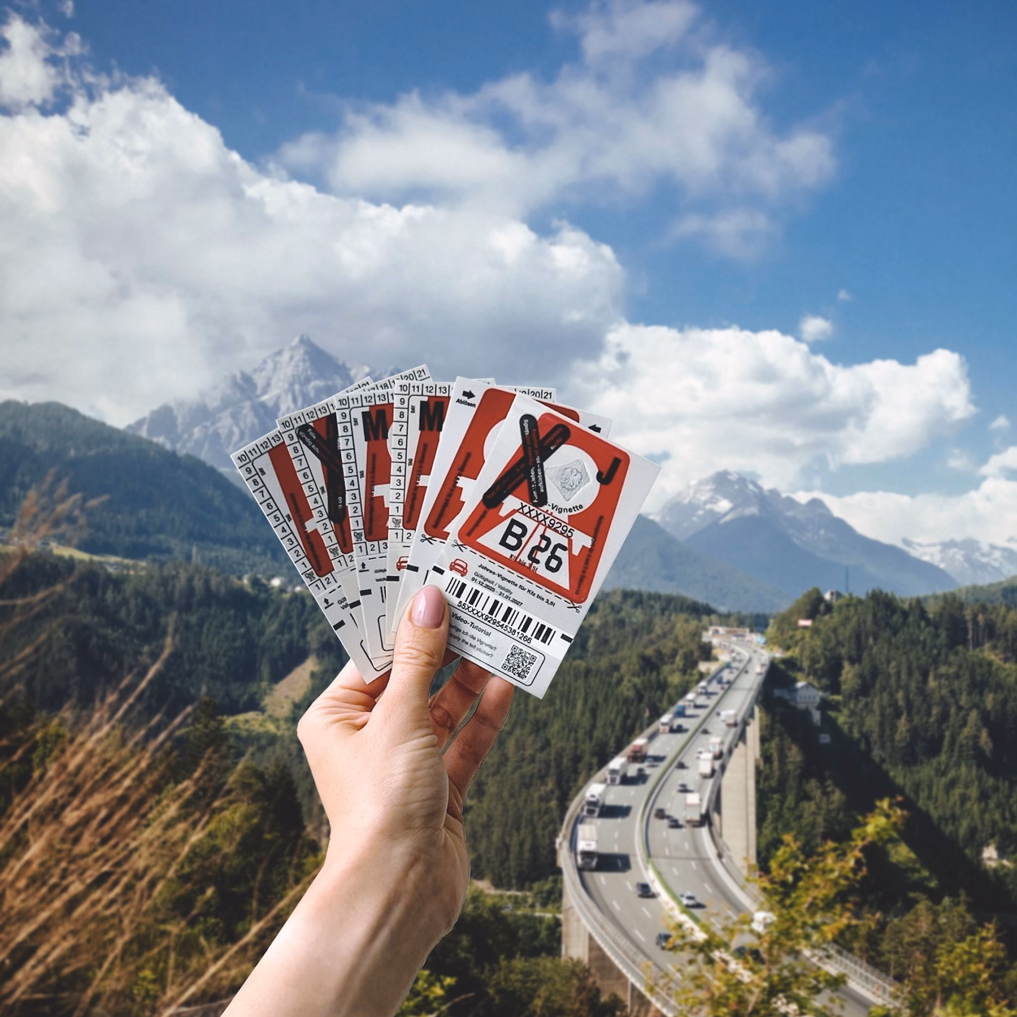 Vignetten in oesterreich vor einer autobahn