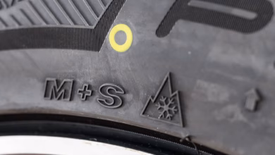 Die buchstaben m+s an einem winterreifen