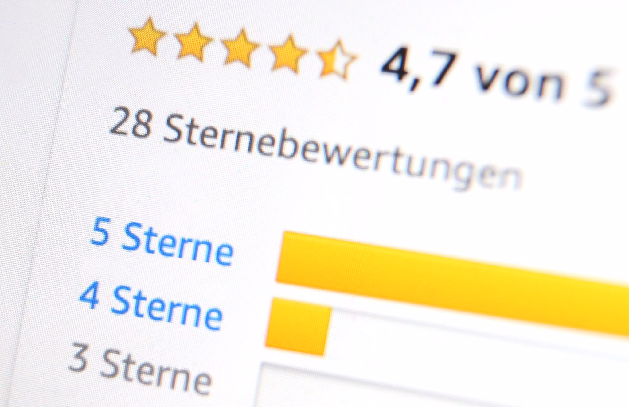 Sternebewertungen eines online händlers